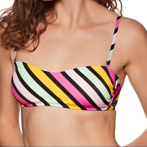 Nwt Roxy Pop Surf Striped Bandeau Bikini - S - Picture 3 of 7
